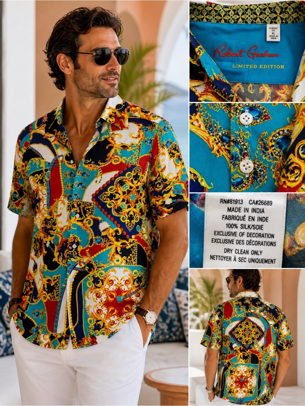 Robert Graham “More More More” Shirt XL Limited Edition Silk Baroque Print